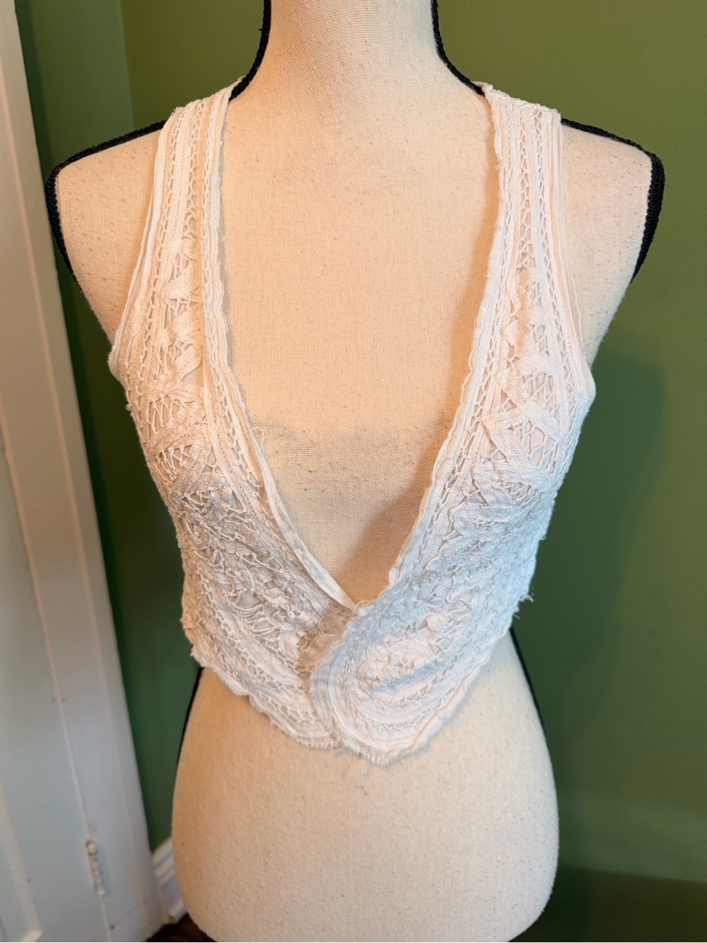 American Eagle Outfitters Ivory Crochet Lace Layering Vest